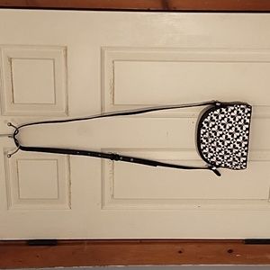 Kate Spade Black & White Spade Print Leather Crossbody Purse, Like New